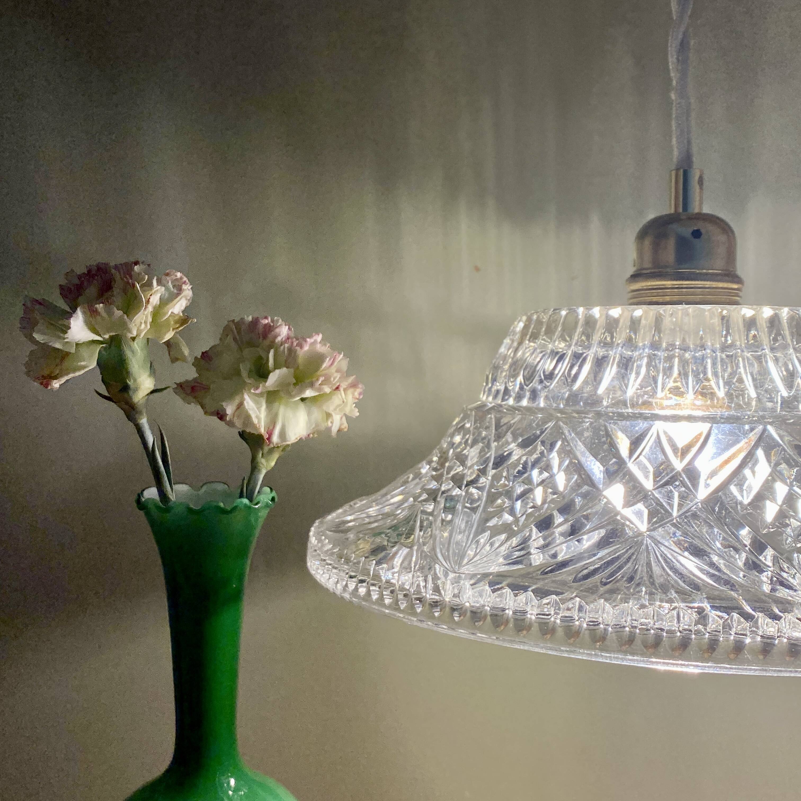 Vintage molded glass lampshade pendant light - tableware collection -