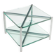 Two-tier glass side table with aluminium frame