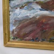 Oil Painting Painted on Canvas with Green and Brown Shades by Sixten Wiklund