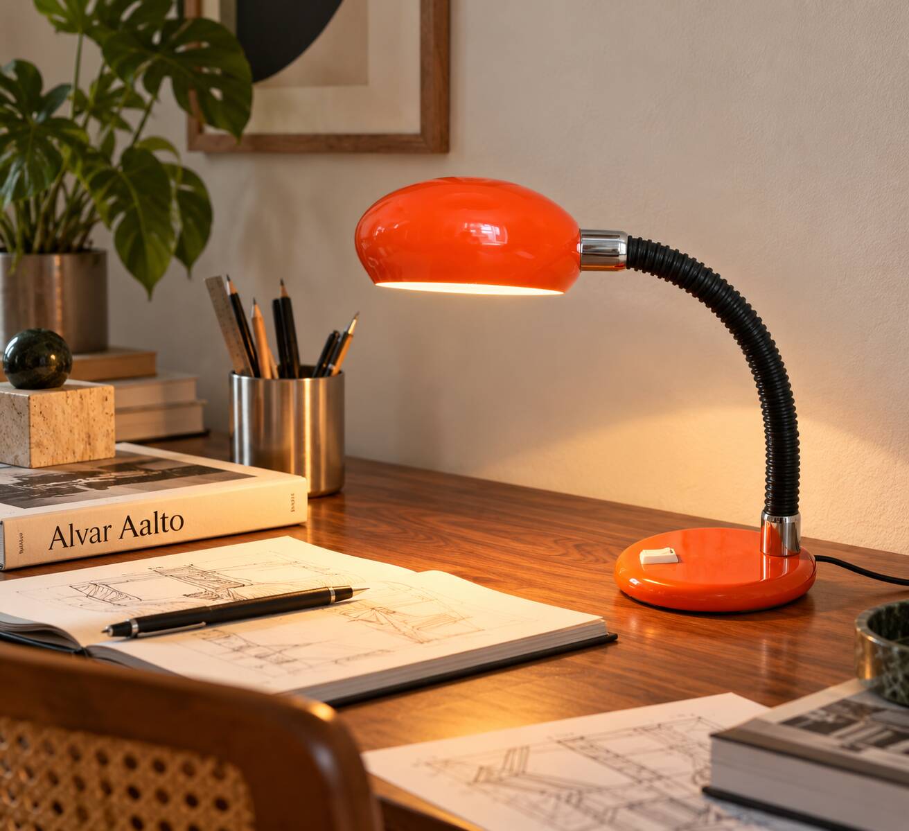 Space Age orange desk lamp – 1970s