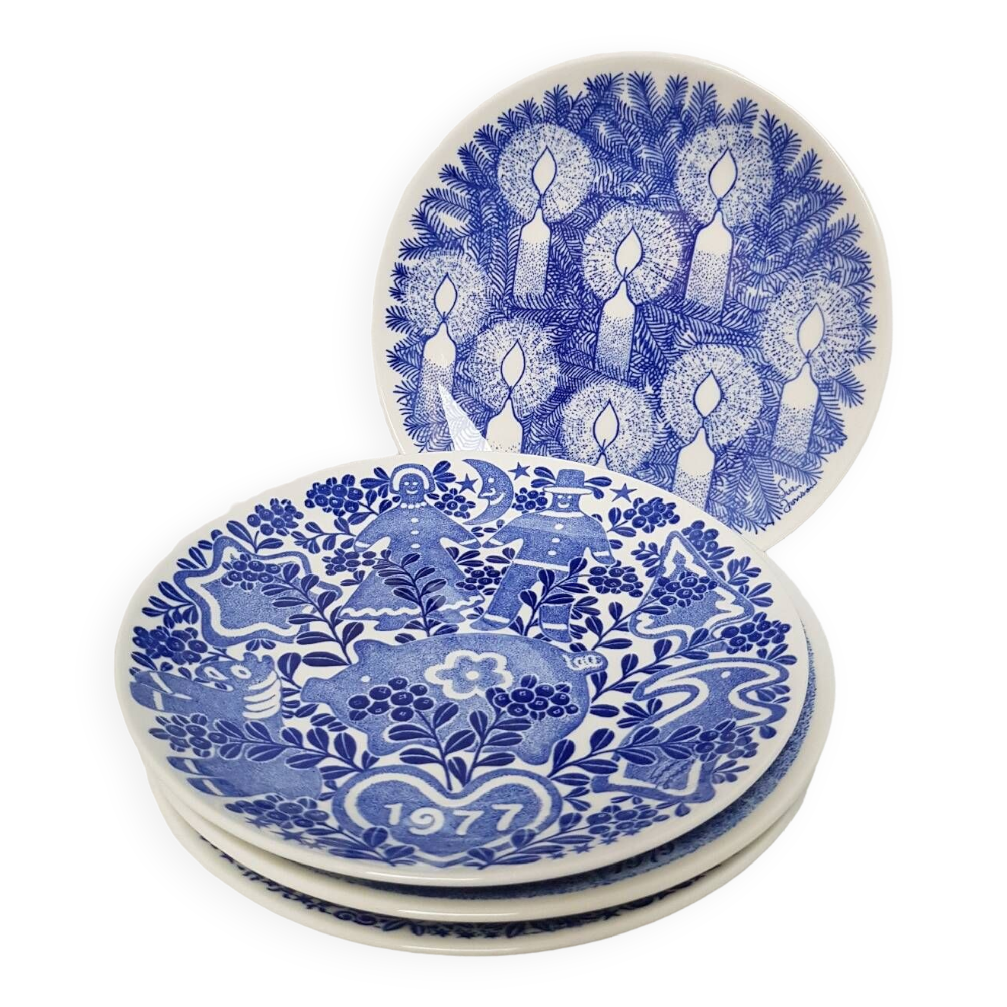 Ensemble de 4 assiettes de Noël suédoises Gustavsberg réalisé par Sven Jonson