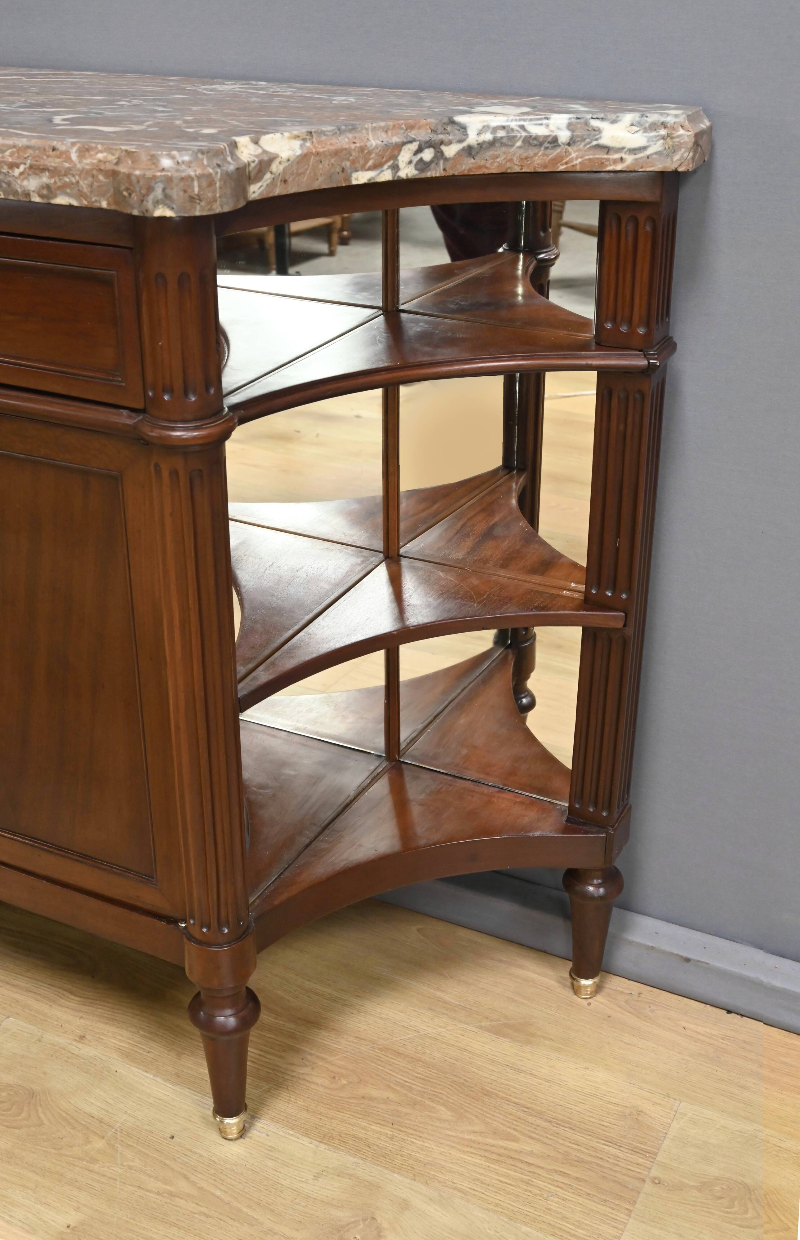 Small Mahogany Serving Cabinet, Louis XVI Style – 19th Century