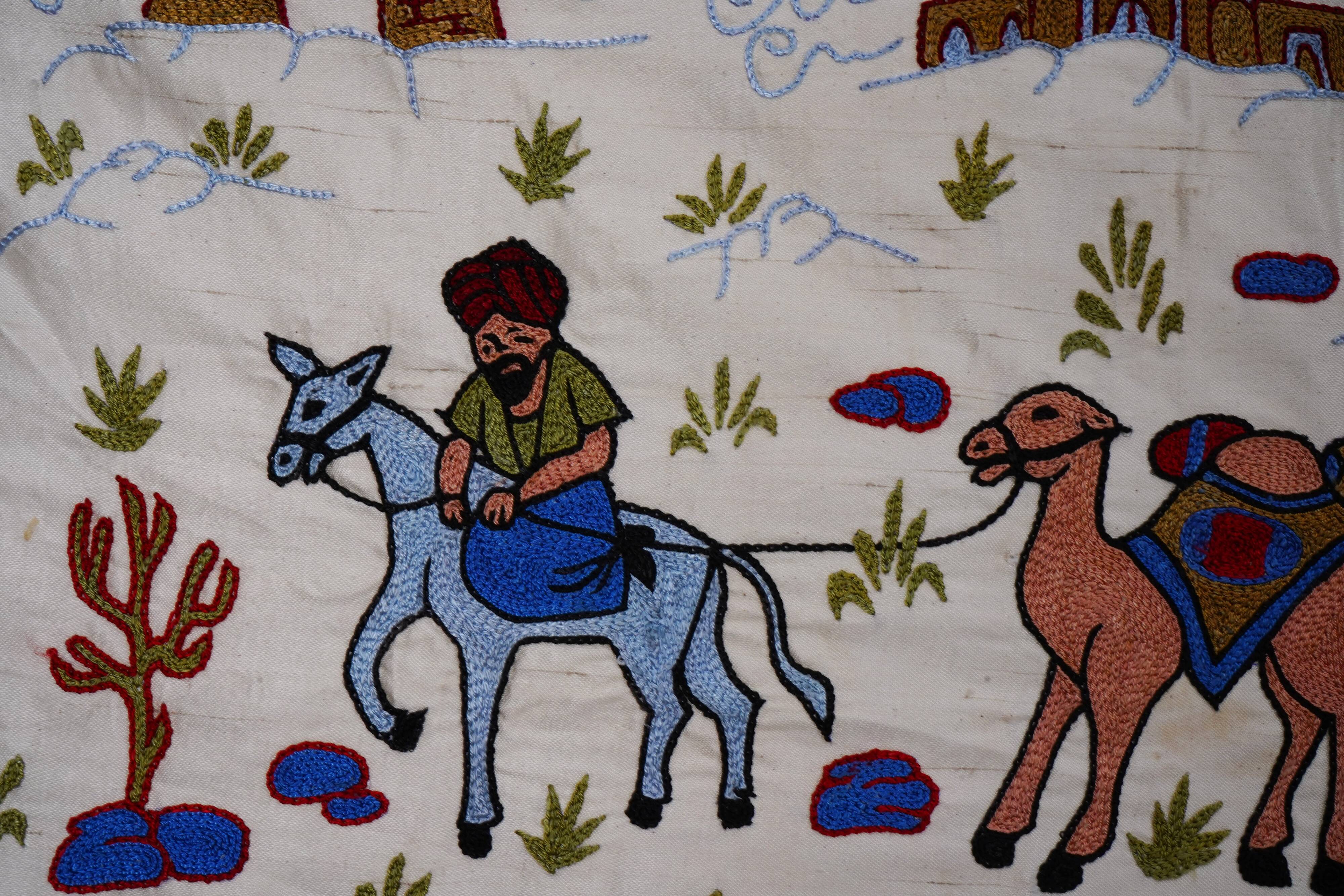 Hand-knotted rug, vintage Turkish rug 50x186 cm