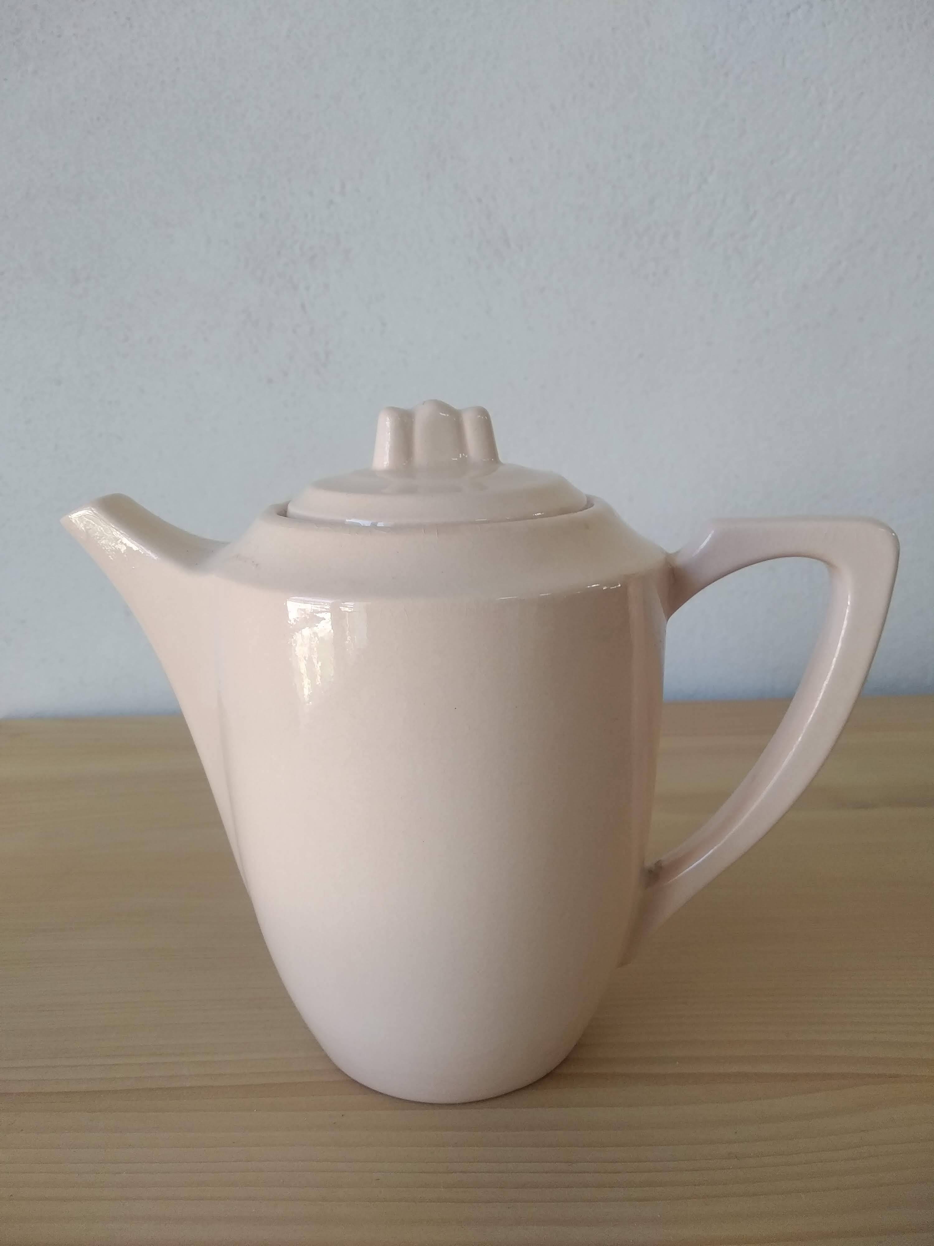Cafetière ou théière Digoin Sarreguemines rose poudre