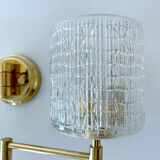 Pair of vintage scandinavian wall lamps 60 years white brass opaline