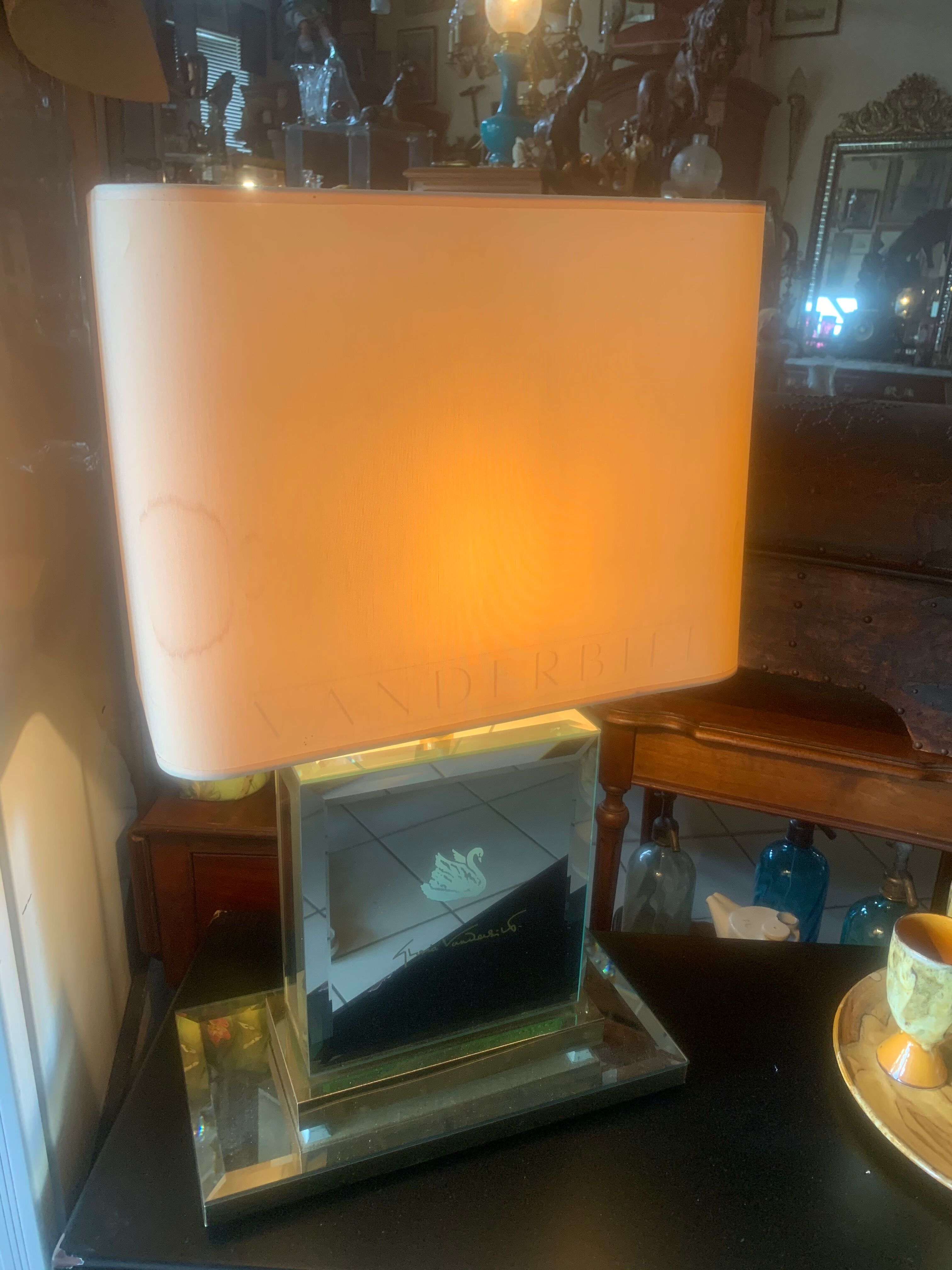 Gloria Vanderbilt lamp with bevelled mirror