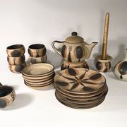 Vintage 24-piece ceramic coffee set from Sgrafo Modern, 1960s, Set of 24
