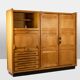 Guillerme and Chambron. Oak wardrobe with integrated secretary. 1970-80.