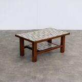 Table basse en teck et carreaux de céramique, années 70