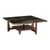 Tancani walnut and marble coffee table