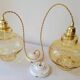 Duo of amber glass pendant lights