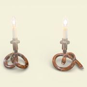 Pair of "Bretzel" lamps in lucite and brass, by Dorothy Thorpe (1901)