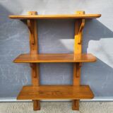 3-shelf oak wall shelf