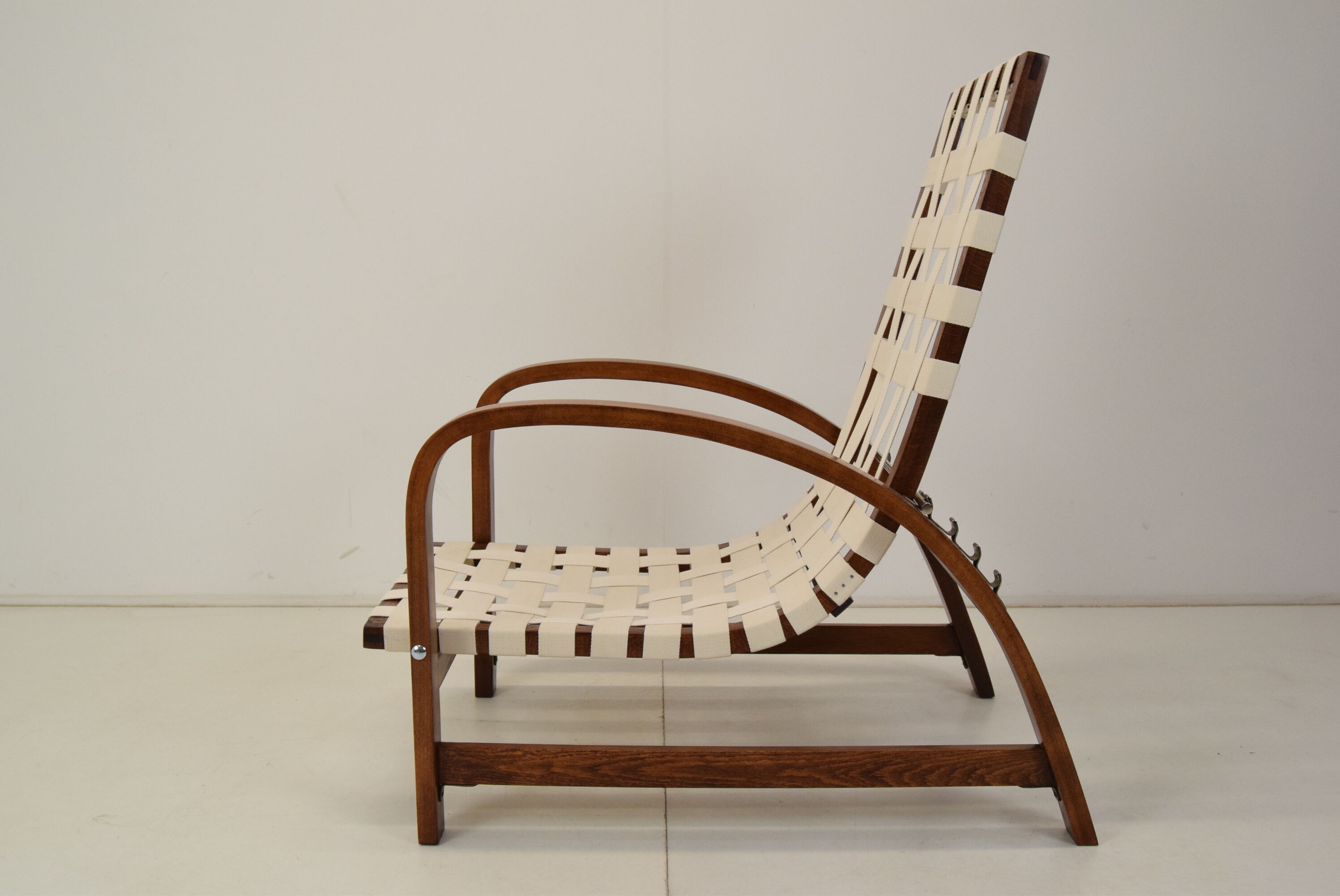 Art-deco adjustable armchair, designed by Jindrich Halabala,Restored,1930's