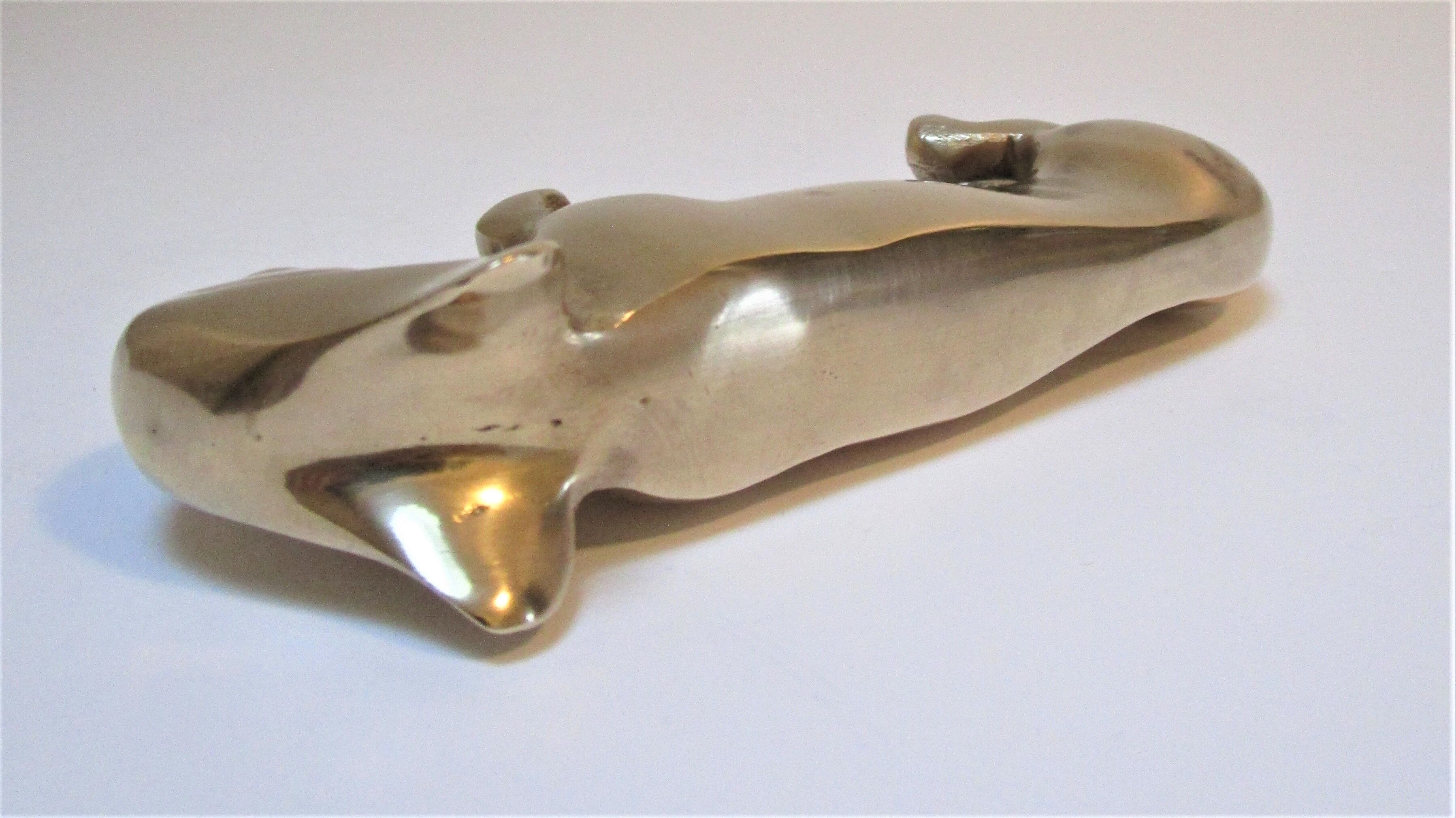Dachshund solid brass vintage zoomorphic paperweight 60s-70s