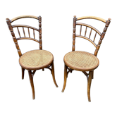 Paire de chaises de café bistrot viennoise par L. & H. Cambier Frères bois courbé belgique