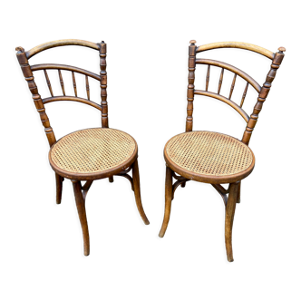 Pair of Viennese bistro café chairs by L. & H. Cambier Frères bentwood belgium