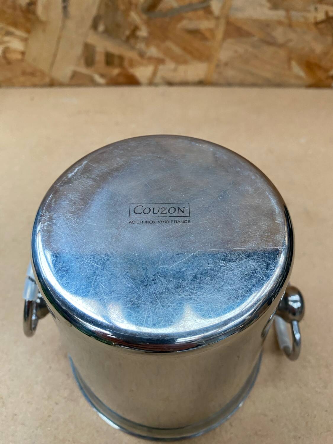 Old champagne bucket cooler couzon stainless steel france