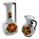 Pair of vintage hand-painted Italian floral vases