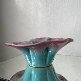 Plat céramique bleu et rose