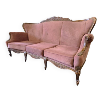 Vintage baroque powder pink armchair / sofa / three-seater