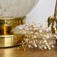 Vintage globe-laying lamp in white Clichy glass gold stripes.