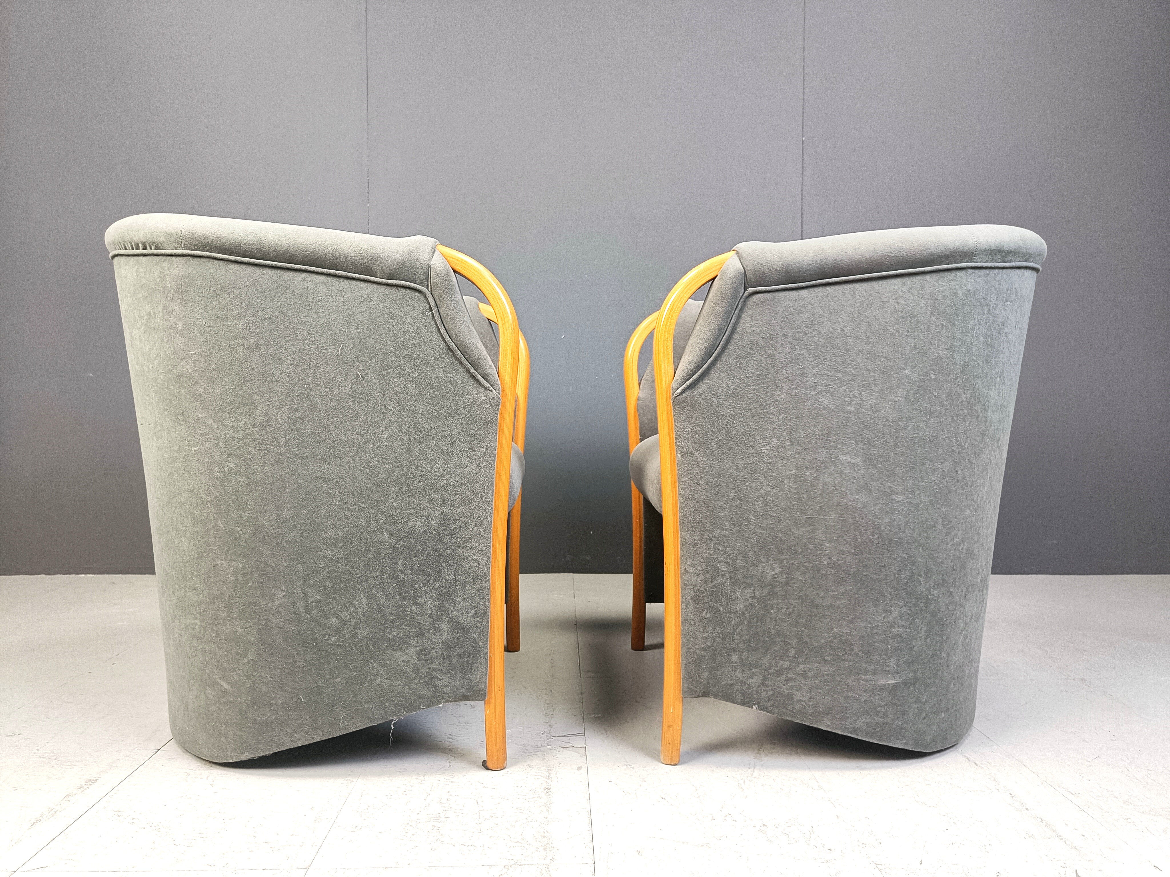Pair of Italian armchairs, 1980s