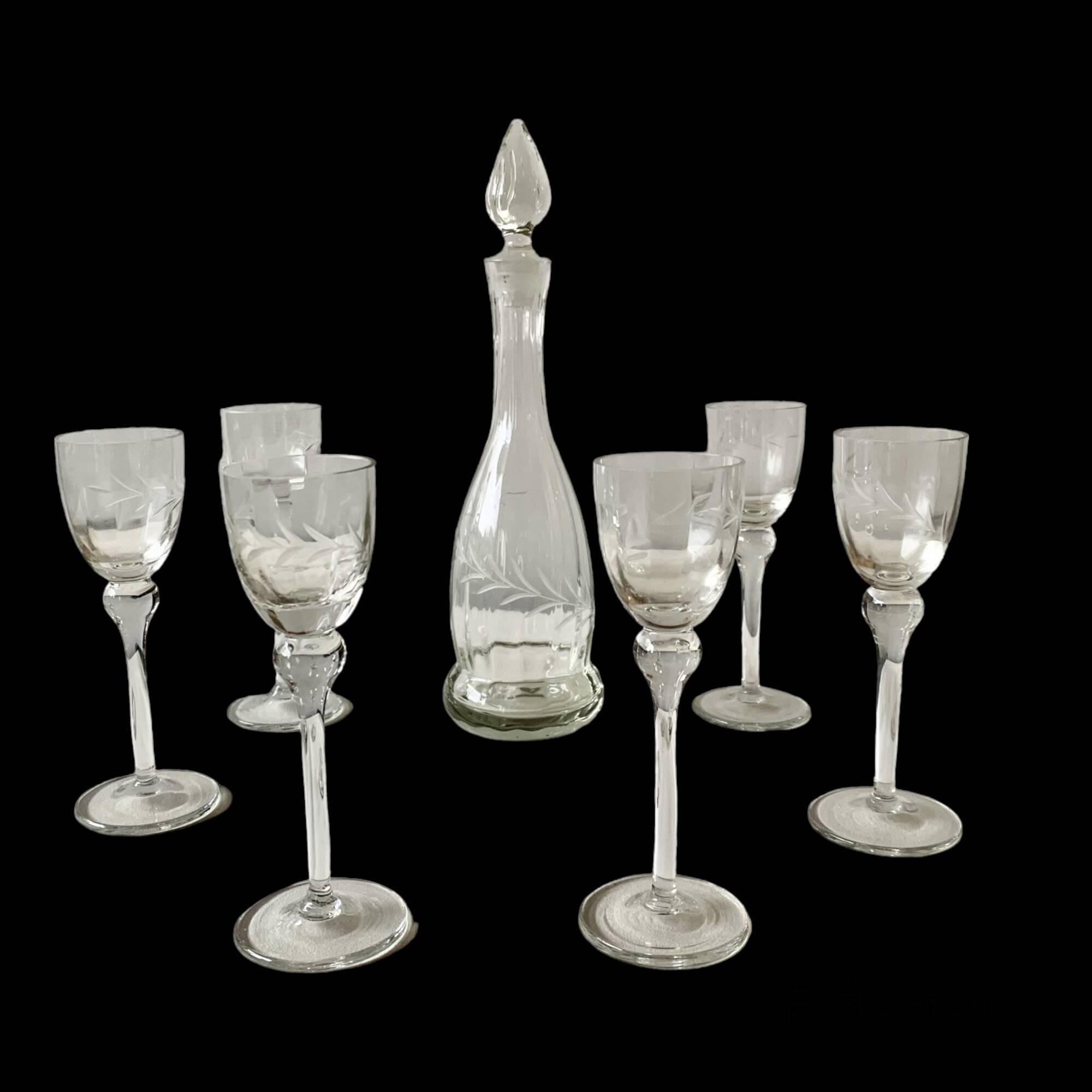 Old cut crystal liquor service
