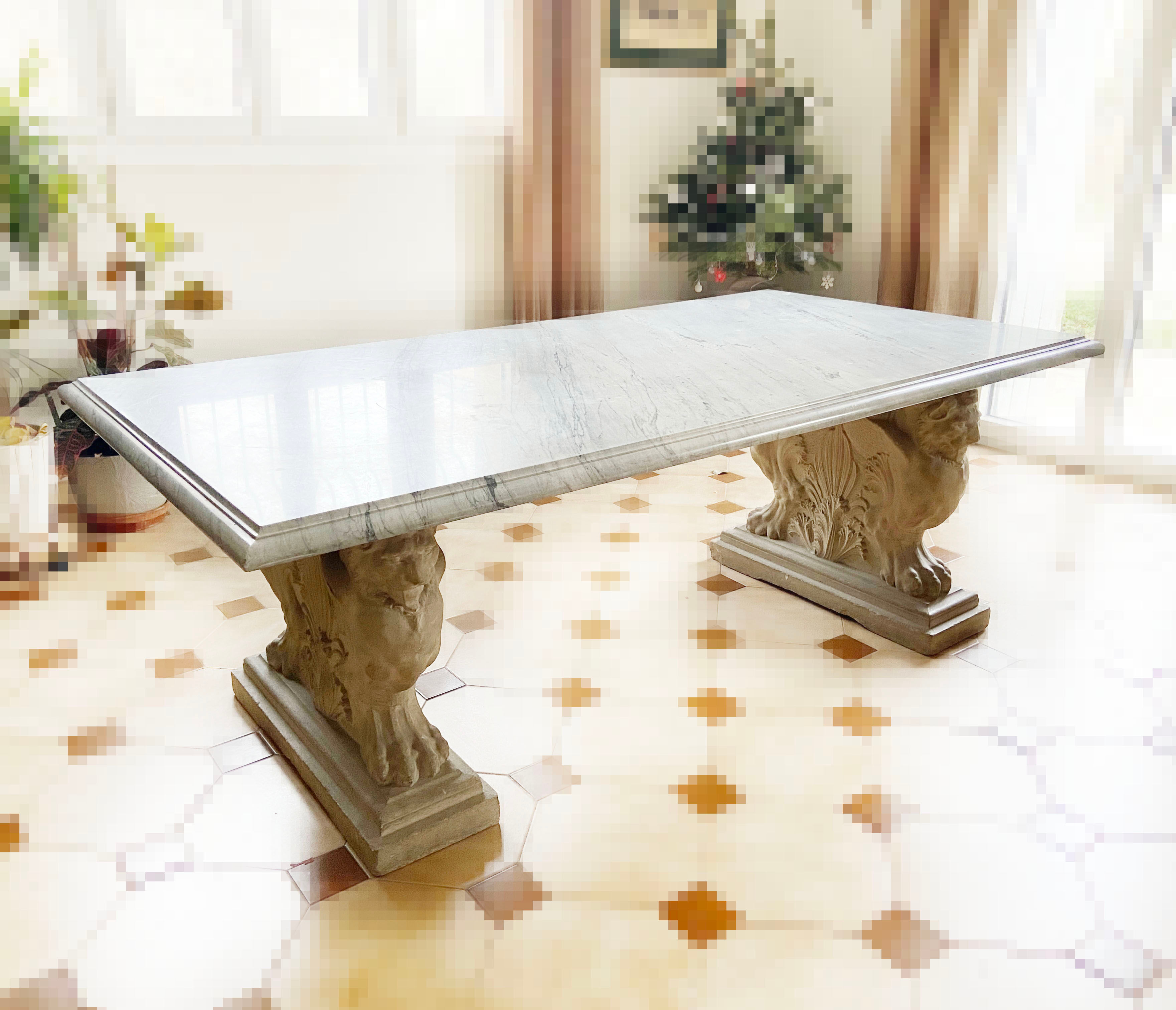 Jean-Charles Moreux style marble and stone table