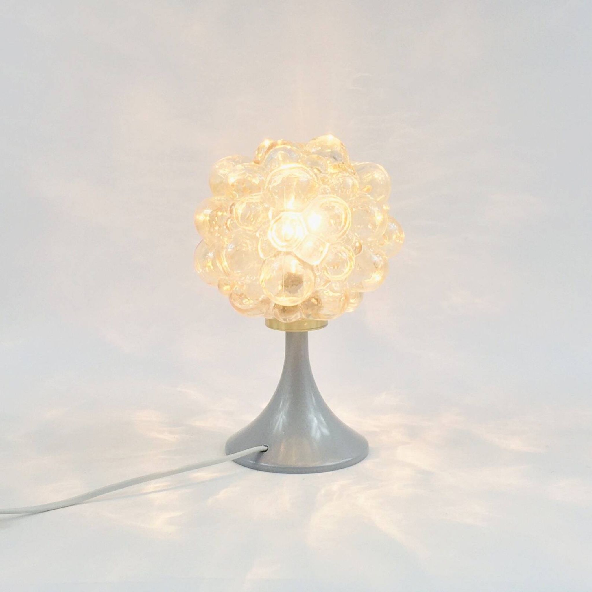 Pair of Mid-Century Amber Bubble Glass Table Lamps by H.Tynell, 1960s