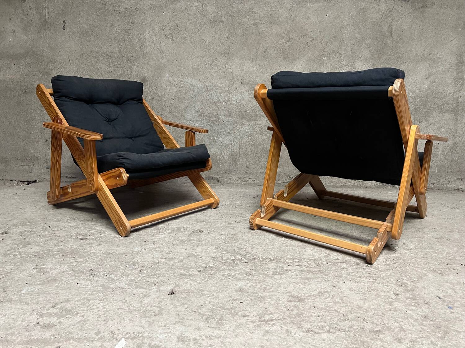 Pair of Scandinavian “Kon-tiki” armchairs by Gillis Lundgren for IKEA