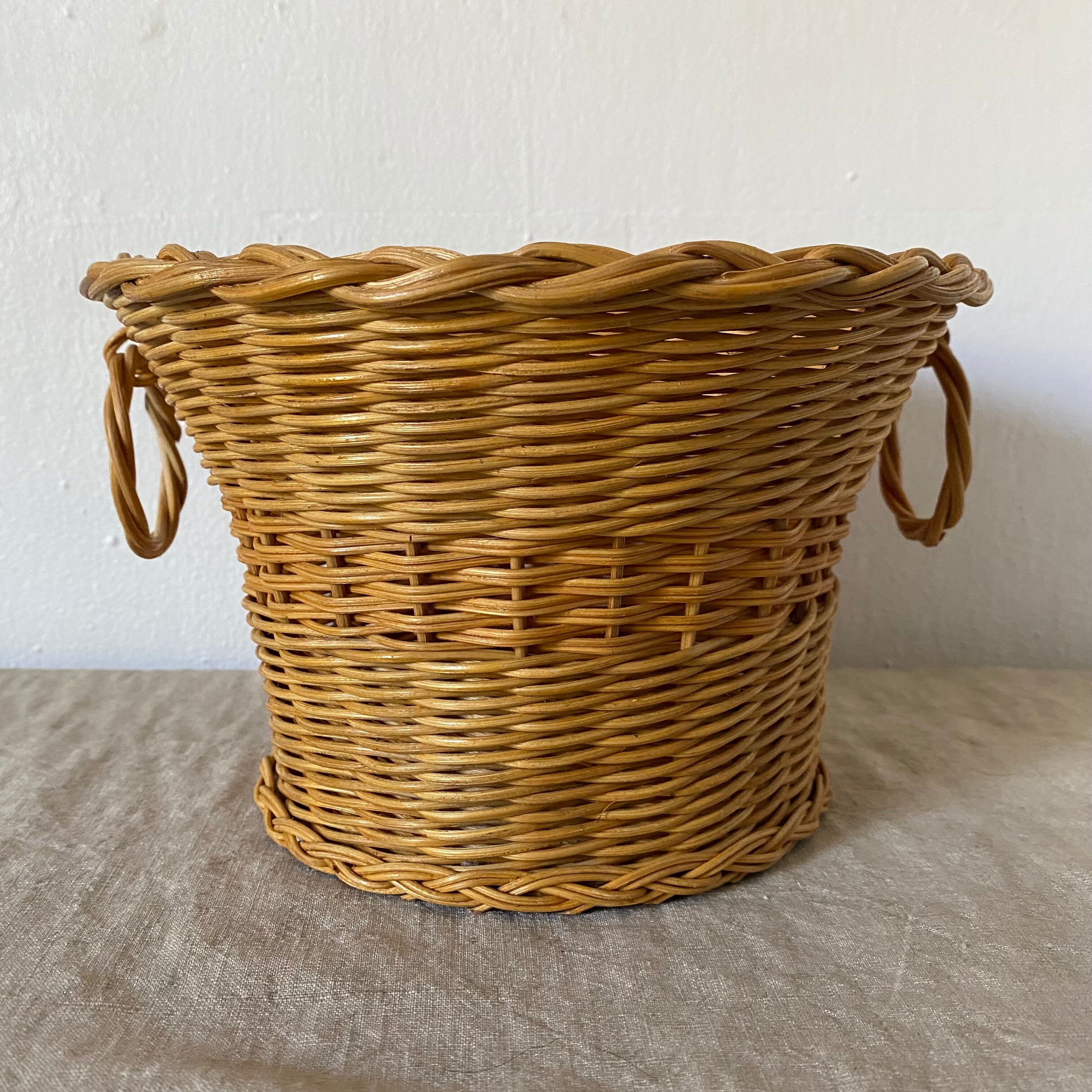 Vintage woven wicker pot cover