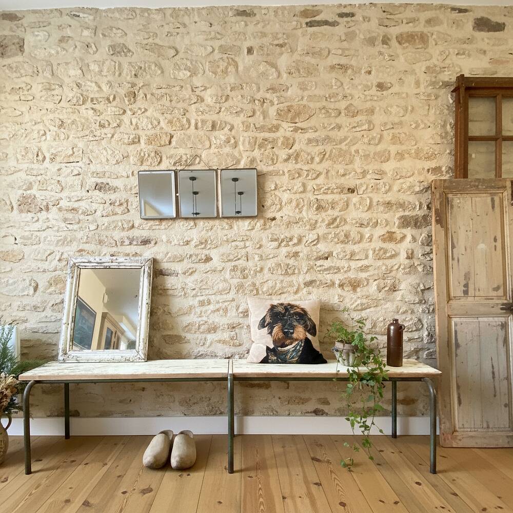 Ancien banc d’école patiné