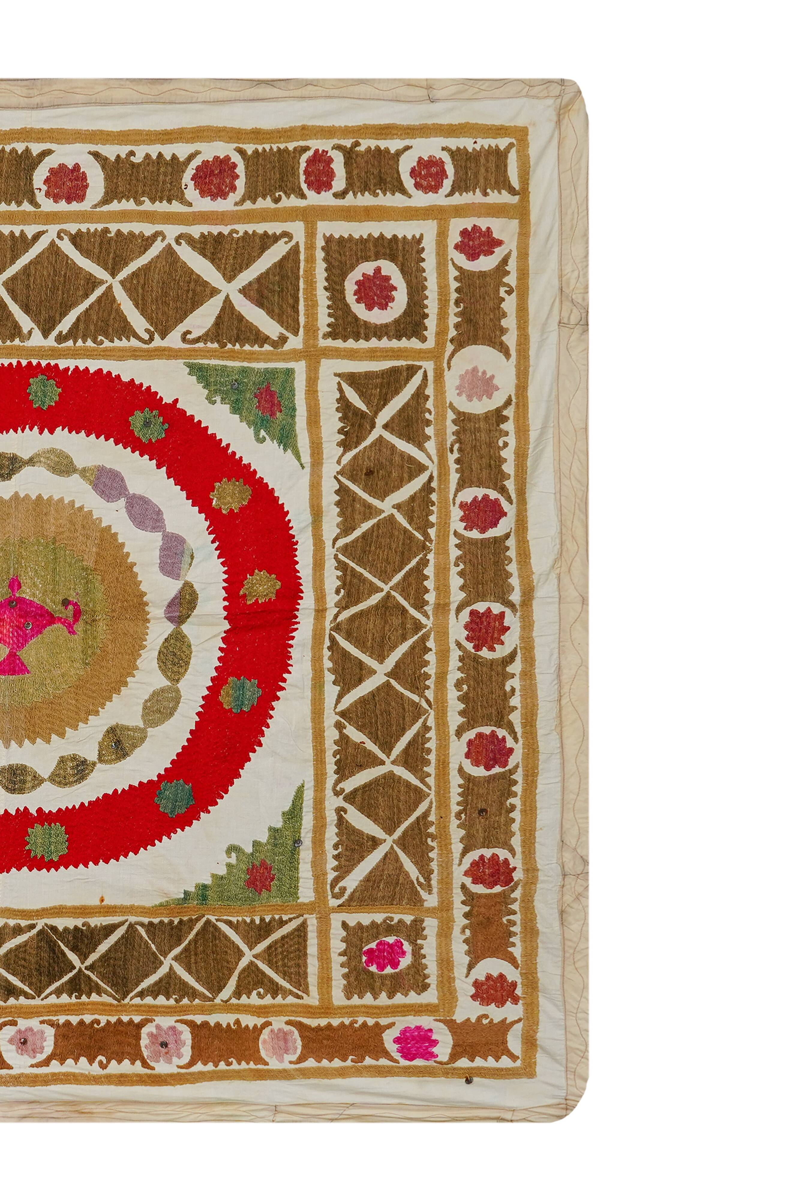 Vintage Turkish hand-knotted rug 124x138 cm