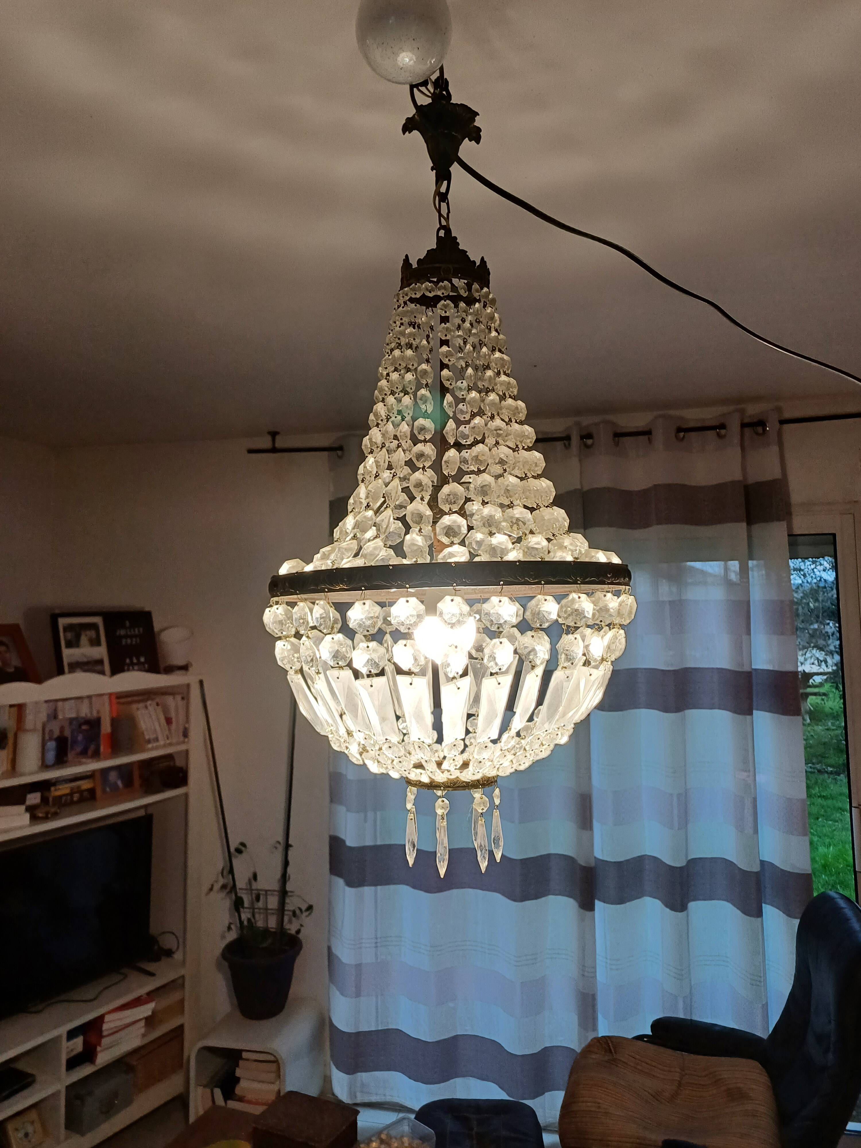 Crystal and Brass Hot Air Balloon Tassel Chandelier