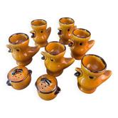 6 egg cups and 2 salt cellars from the 50s