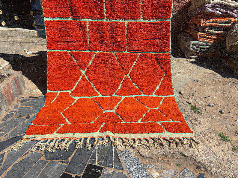 Tapis bérbere orange artisanal 200cmx300cm