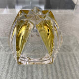 Cendrier vide poches vintage en verre ou cristal ciselé jaune