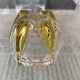 Vintage empty pocket ashtray in yellow chiseled glass or crystal