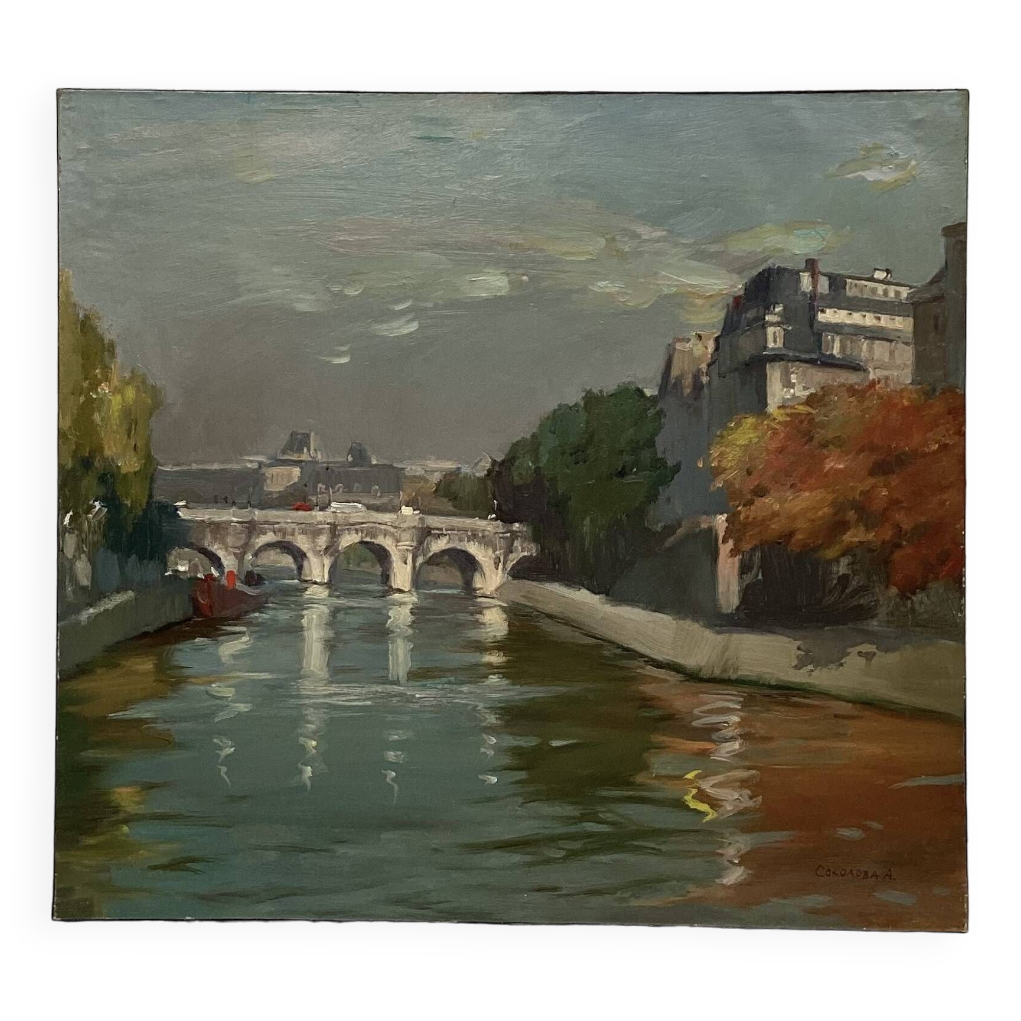 Painting signed Oil on canvas circa 1989 dimension: height -67cm- Length -73 cm-
