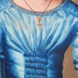 Peinture à l'huile de portrait victorien de la fin du XIXe siècle représentant une jeune fille, encadrée