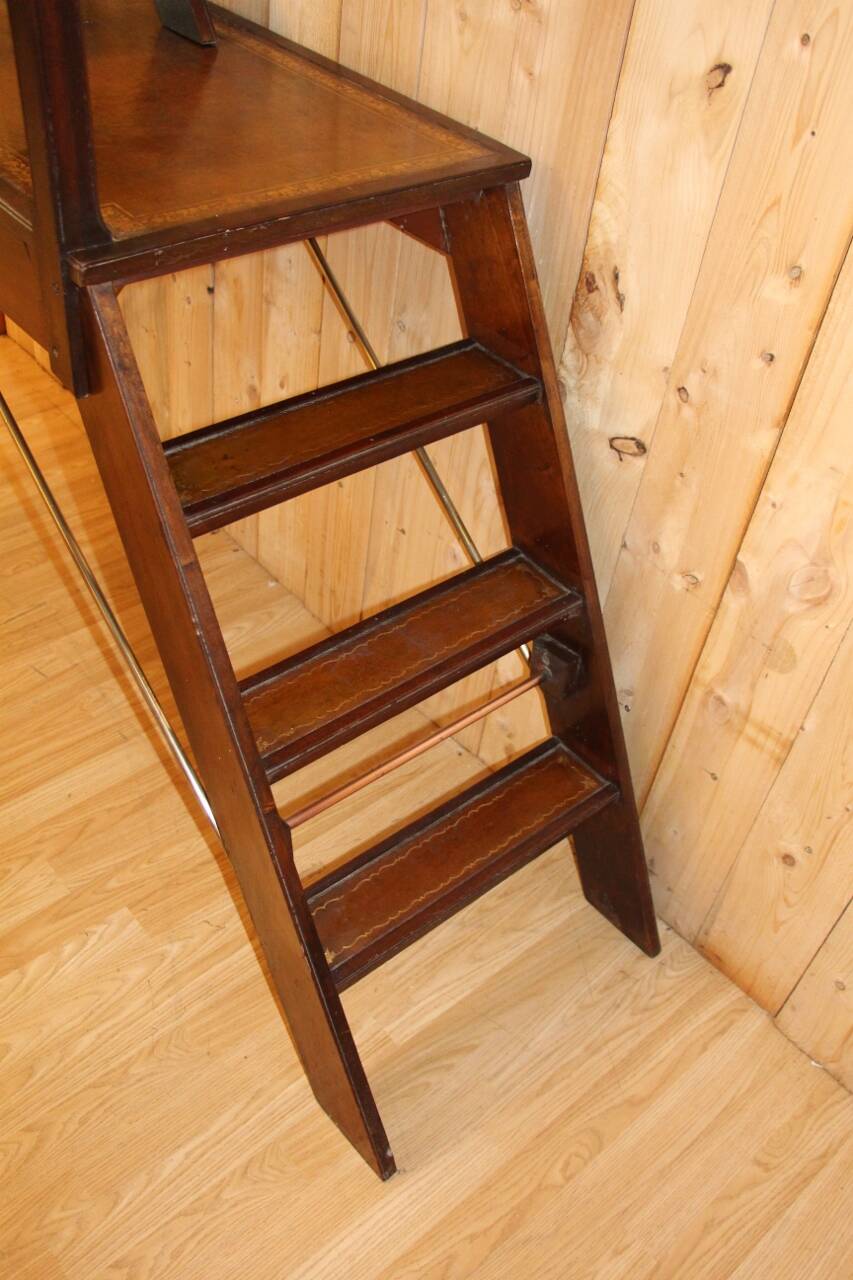 library step ladder in mahogany