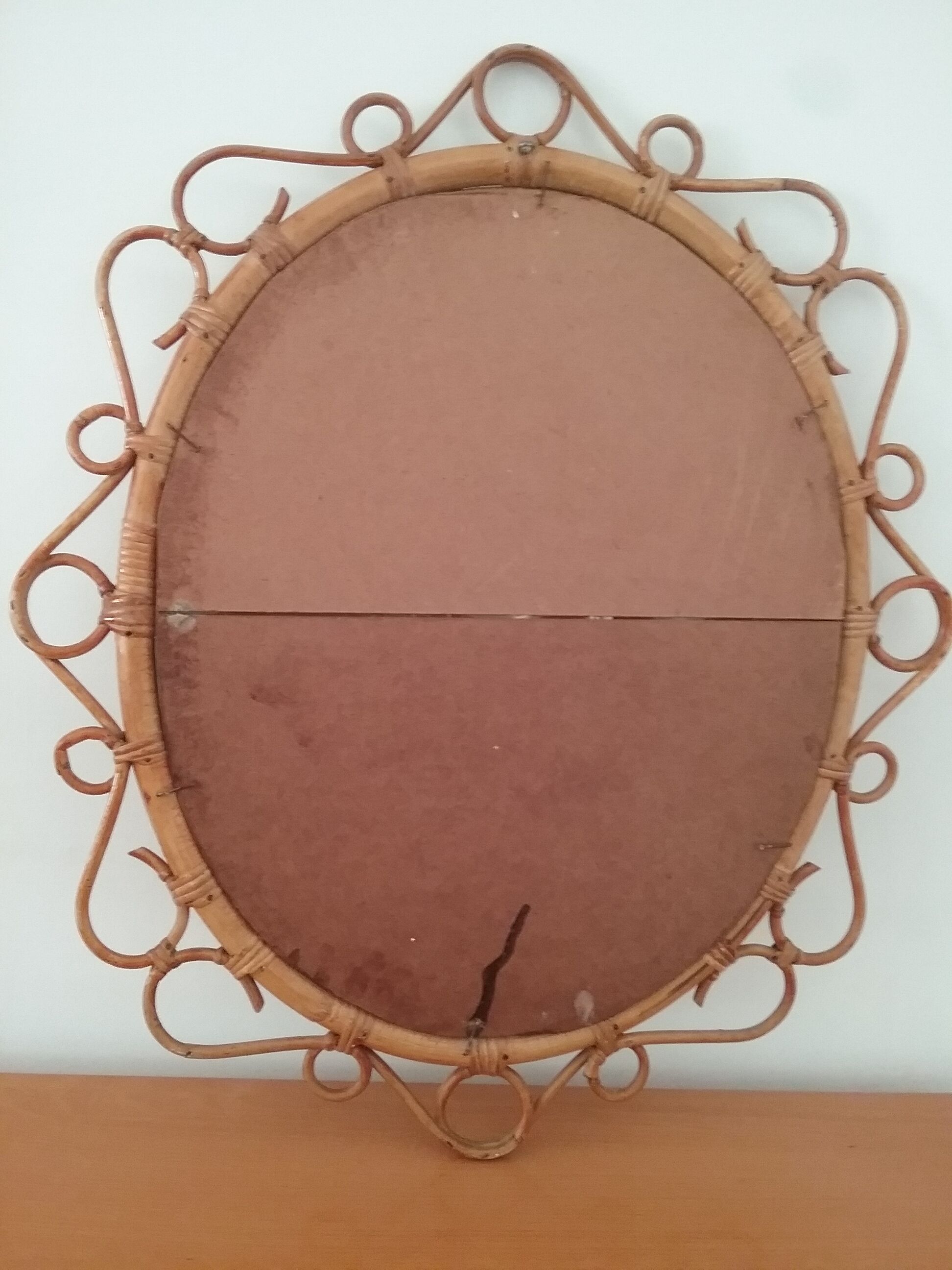 Vintage rattan mirror 65x55cm