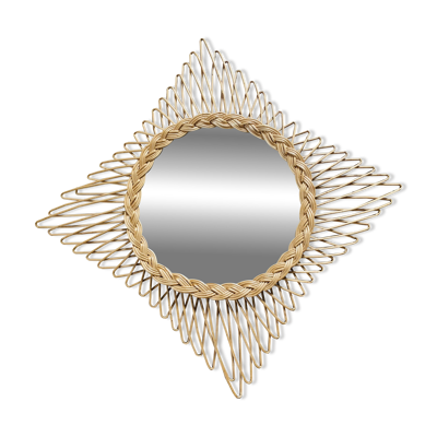 Miroir en osier vintage