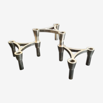 Set of 3 candle holders in metal, tripod, Nagel type