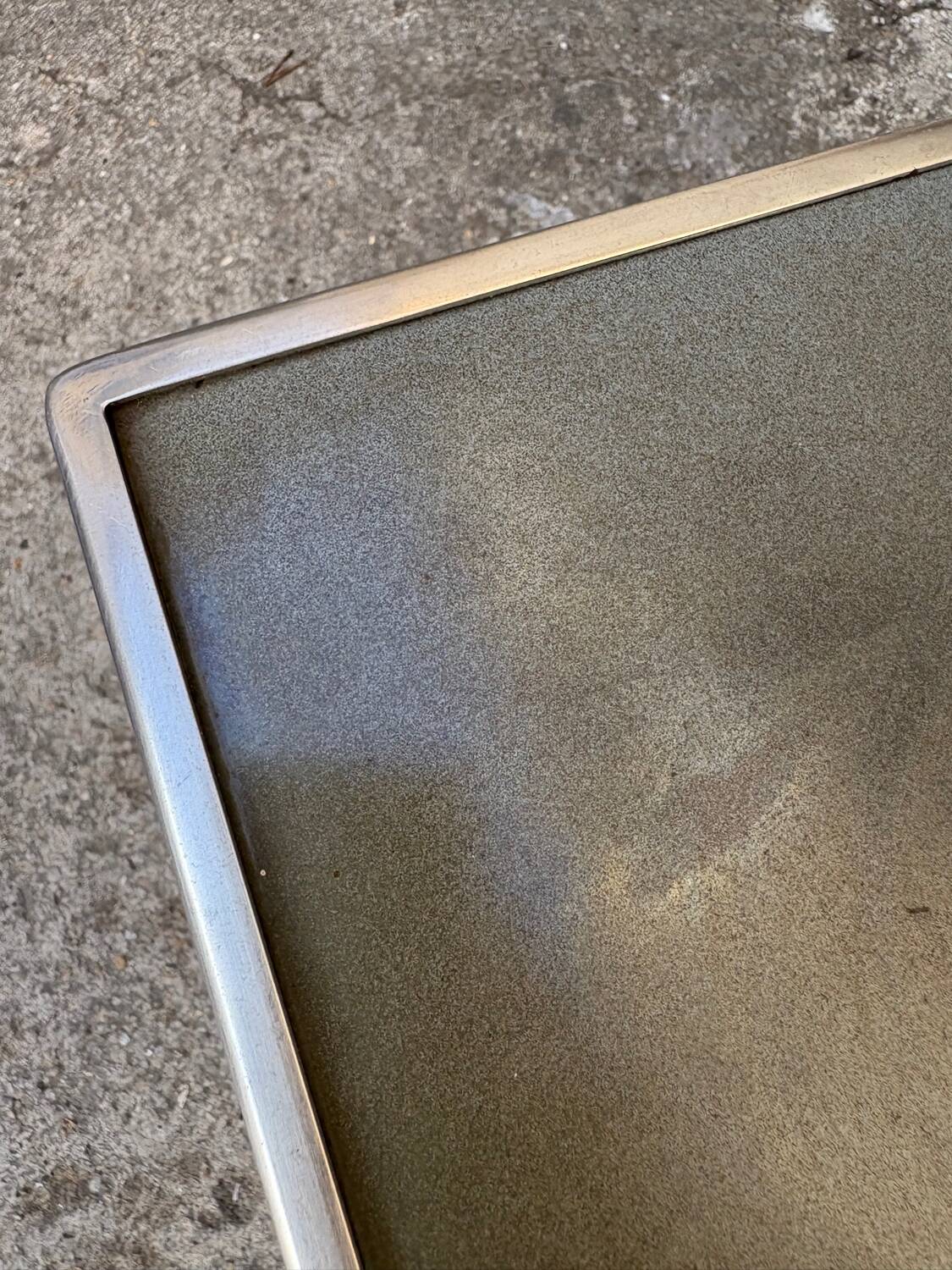 Vintage 1970s ceramic tile coffee table with chrome legs.