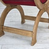 1970s, Danish armchair, original red furniture wool, solid oak wood.