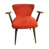 Fauteuil de bureau vintage fourrure rouge