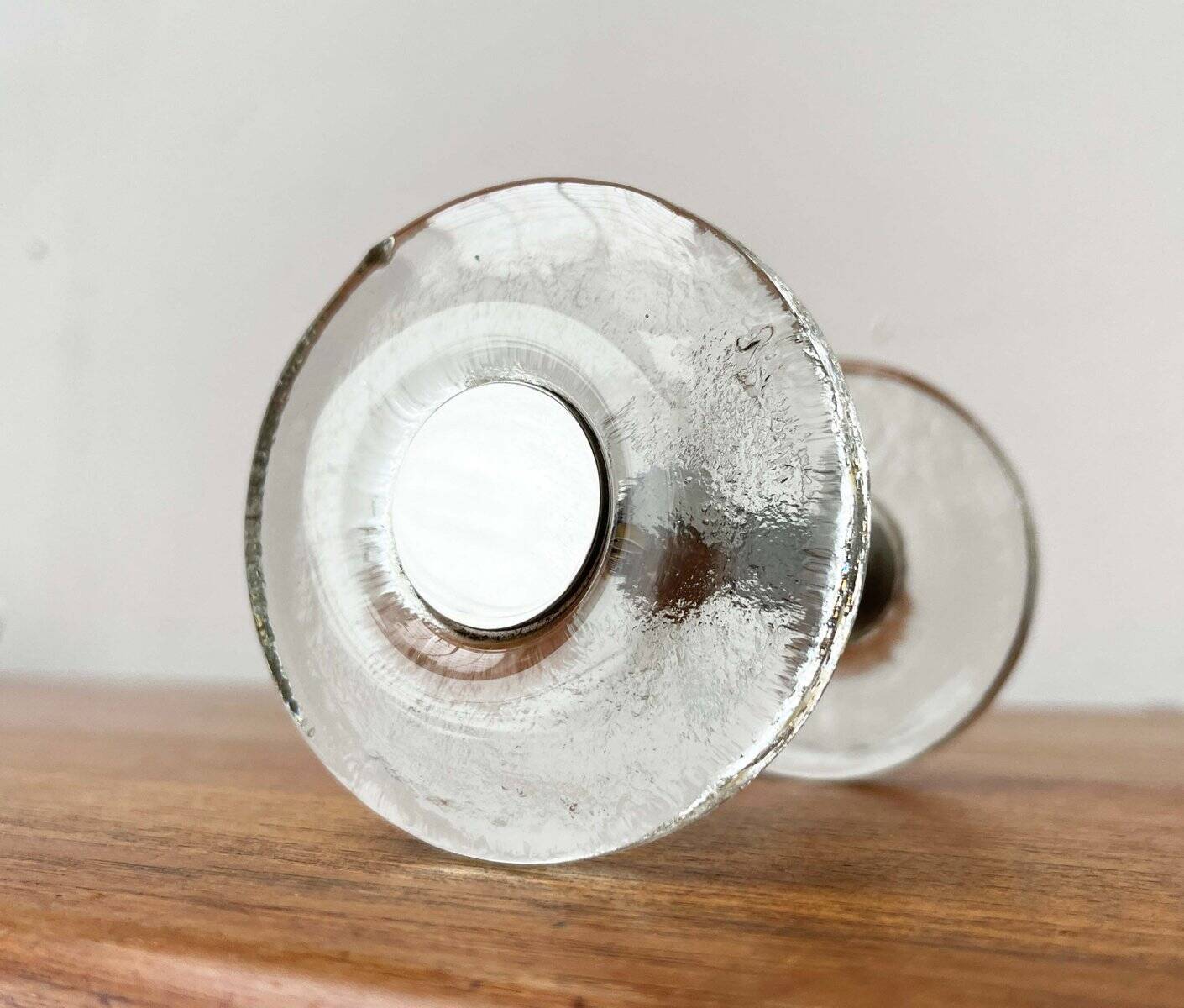 Mid-century modern glass and metal door handle from the space age, Germany, 1960s.