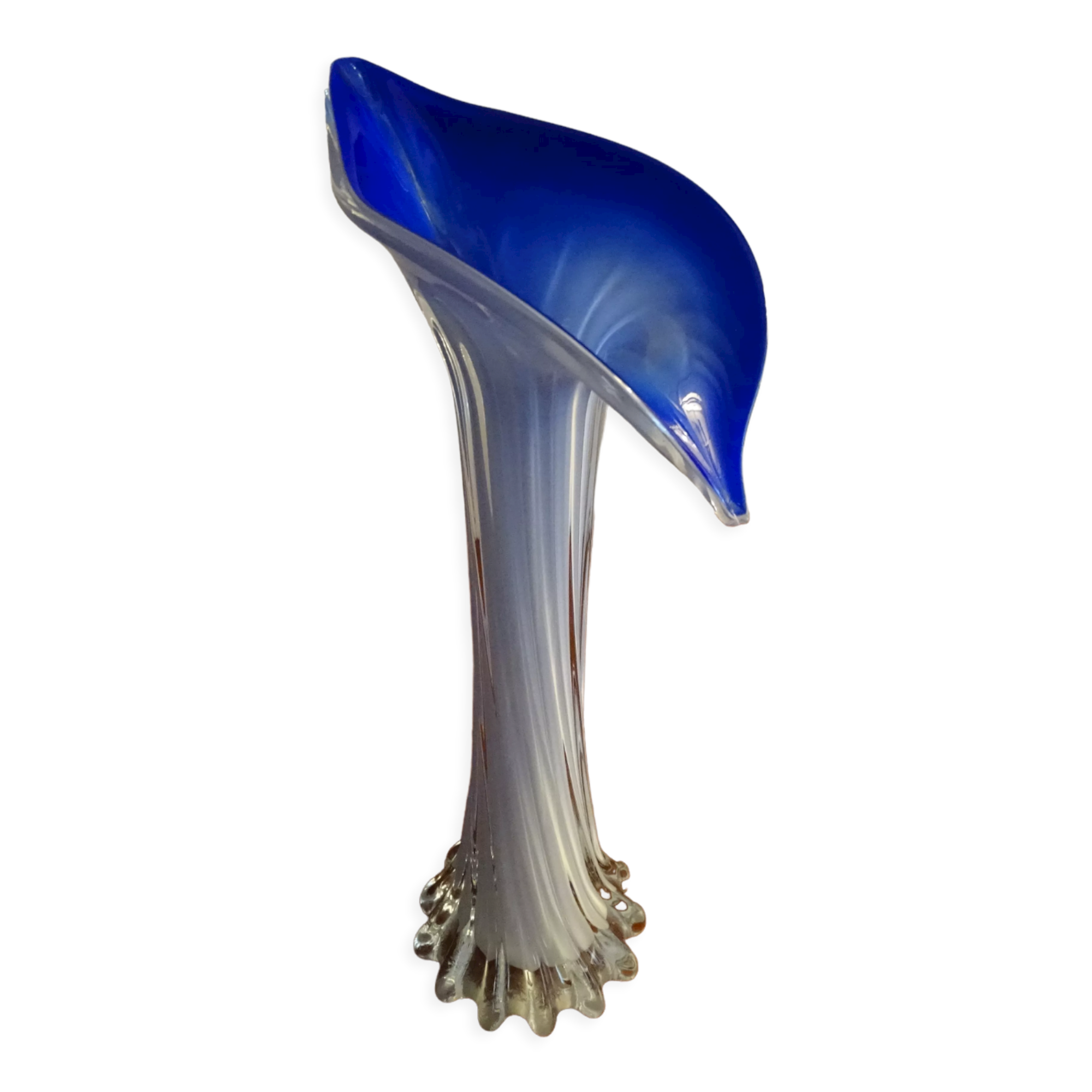 Murano glass vase twisted flower neck